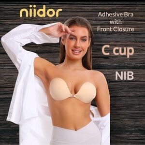 niidor Adhesive Bra with Front Closure Nude C Cup NIB!